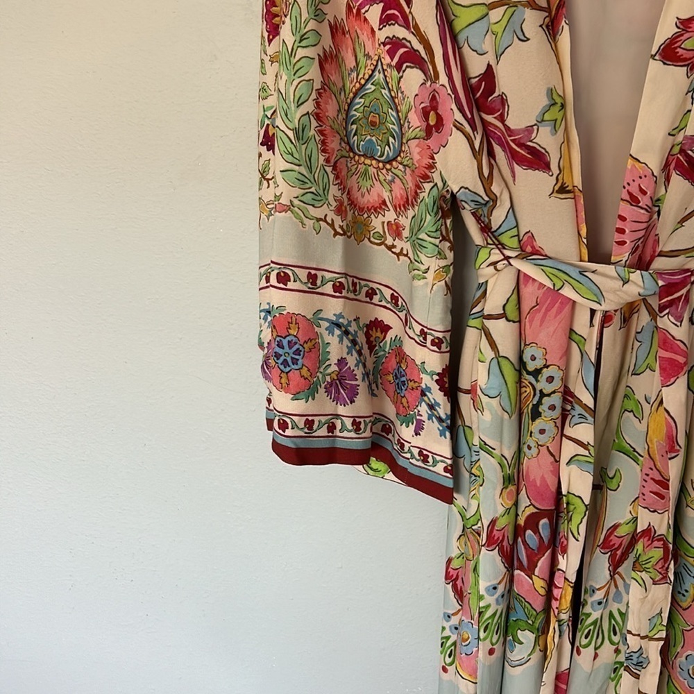 NWT Zara floral oversized kimono/robe, belted, lined, womens size XS. - Picture 4 of 10